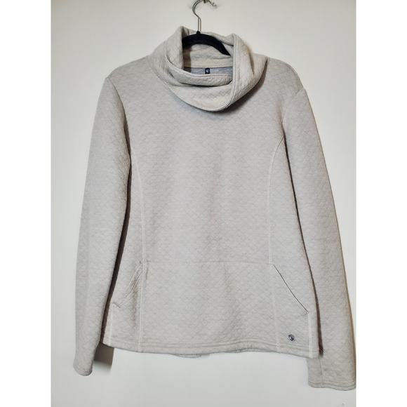 Kuhl Mock Neck Women's XL Sweater ATHENA Merino Wool Blend Ivory Outdoor Hiking - Picture 11 of 11
